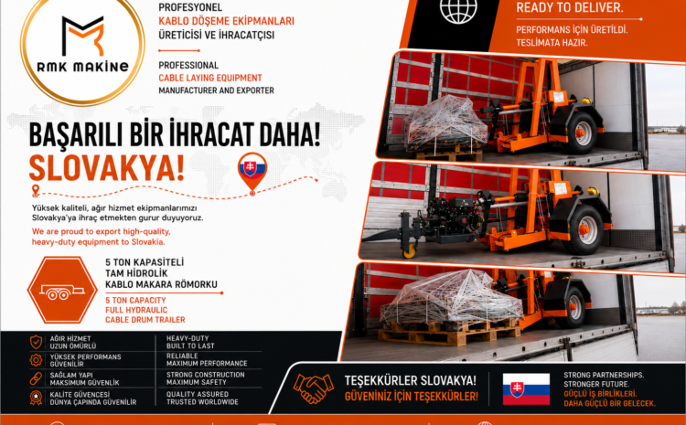 Slovakya İhracatı 5 Ton Tam Hidrolik Kablo Makara Römorku
